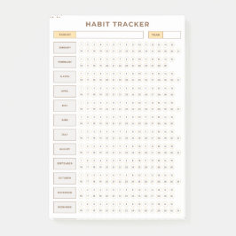 Minimal Habit Tracker Beige Grid Design Post-it Klebezettel