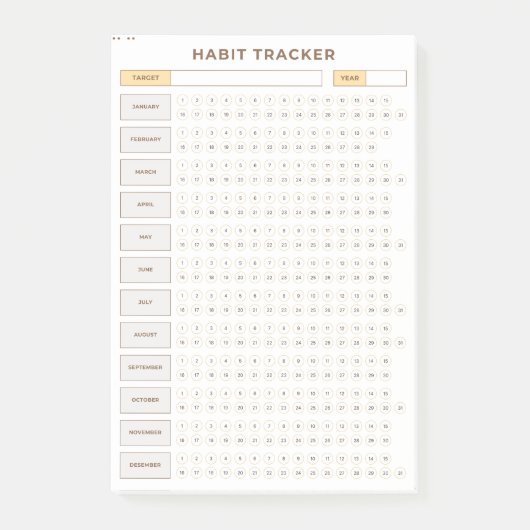 Minimal Habit Tracker Beige Grid Design Post-it Klebezettel (Vorderseite)