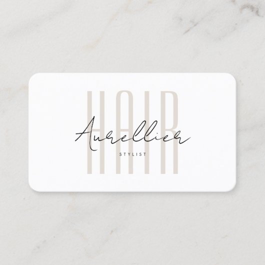 Minimal Hair Stylist Beauty Salon Spa White Sand Visitenkarte (Vorderseite)