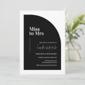 Minimal Half Arch Miss zu Mrs. Black & White Brida Einladung (Stehend Vorderseite)