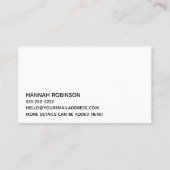 Minimal Hallo in Handwriting Script Black on Cream Visitenkarte (Rückseite)