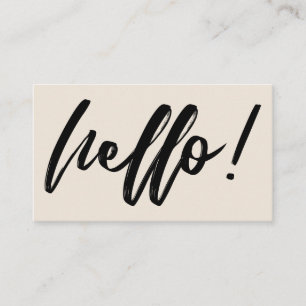 Minimal Hallo in Handwriting Script Black on Cream Visitenkarte