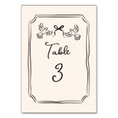 Minimal Hand-Drawn Doves Wedding Table Number Card Tischnummer (Rückseite)