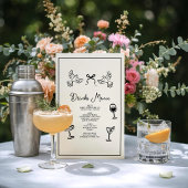 Minimal Hand Drawn “Drinks Menu” Wedding Bar  Poster