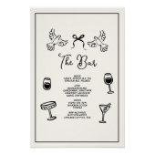 Minimal Hand Drawn “Drinks Menu” Wedding Bar Poster (Vorderseite)