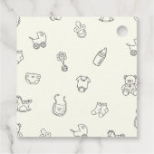 Minimal Hand Drawn Gender Neutral Baby Shower Geschenkanhänger (Rückseite)