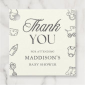 Minimal Hand Drawn Gender Neutral Baby Shower Geschenkanhänger (Vorderseite)