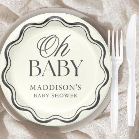 Minimal Hand Drawn Gender Neutral Baby Shower Pappteller