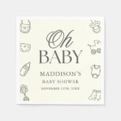 Minimal Hand Drawn Gender Neutral Baby Shower Serviette (Vorderseite)