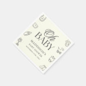 Minimal Hand Drawn Gender Neutral Baby Shower Serviette (Ecke)