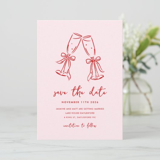 Minimal Hand Drawn Whimsical Doodle Save The Date (Stehend Vorderseite)