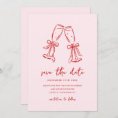 Minimal Hand Drawn Whimsical Doodle Save The Date (Vorne/Hinten)