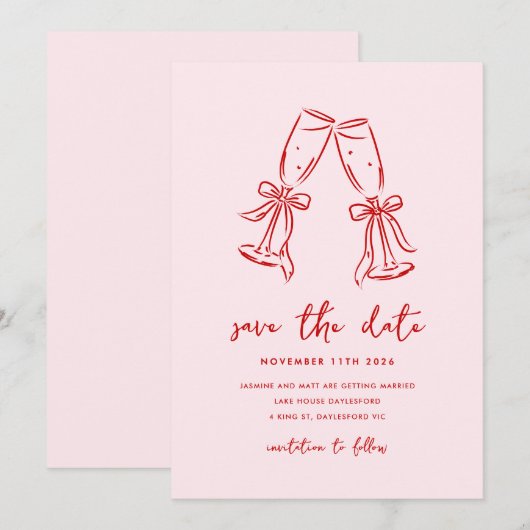 Minimal Hand Drawn Whimsical Doodle Save The Date (Vorne/Hinten)