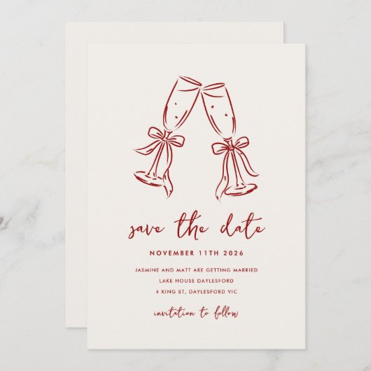 Minimal Hand Drawn Whimsical Doodle Save The Date (Vorne/Hinten)