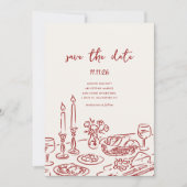 Minimal Hand Drawn Whimsical Doodle Save The Date (Vorderseite)