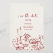 Minimal Hand Drawn Whimsical Doodle Save The Date (Vorne/Hinten)