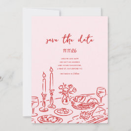 Minimal Hand Drawn Whimsical Doodle Save The Date