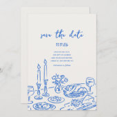 Minimal Hand Drawn Whimsical Doodle Save The Date (Vorne/Hinten)