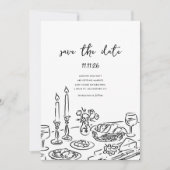 Minimal Hand Drawn Whimsical Doodle Save The Date (Vorderseite)