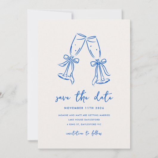 Minimal Hand Drawn Whimsical Doodle Save The Date (Vorderseite)