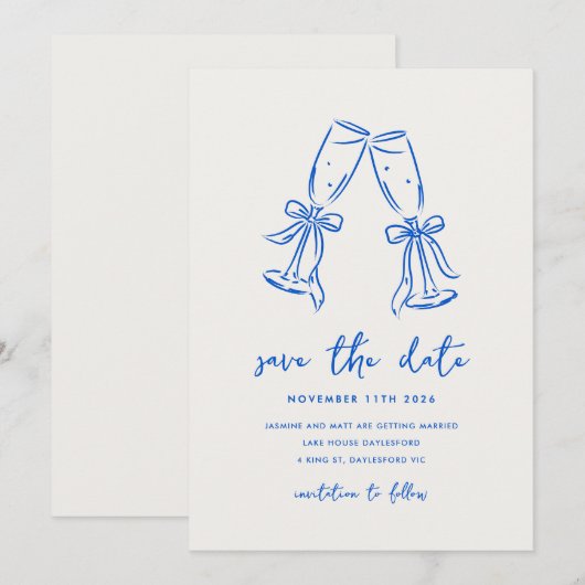 Minimal Hand Drawn Whimsical Doodle Save The Date (Vorne/Hinten)