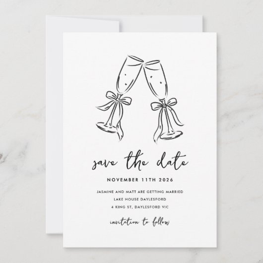 Minimal Hand Drawn Whimsical Doodle Save The Date (Vorderseite)