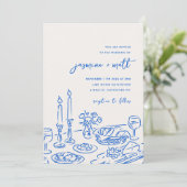 Minimal Hand Drawn Whimsical Doodle Wedding Invite Save The Date (Stehend Vorderseite)