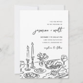 Minimal Hand Drawn Whimsical Doodle Wedding Invite Save The Date (Vorderseite)