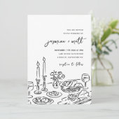 Minimal Hand Drawn Whimsical Doodle Wedding Invite Save The Date (Stehend Vorderseite)