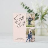 Minimal handgeschriebene FotoCollage Blush Pink Postkarte (Stehend Vorderseite)