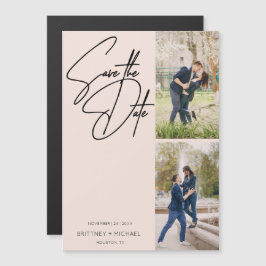 Minimal handgeschriebener FotoCollage Rosa Rosa Magneteinladung