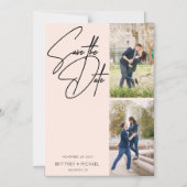 Minimal handgeschriebener FotoCollage Rosa Rosa Magneteinladung (Vorderseite)