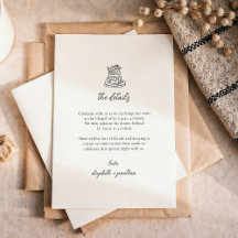 Minimal handGezeichnet Cake Wedding Details Card