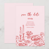 Minimal Handgezeichnete Whimsical Doodle Save-the- Save The Date (Vorne/Hinten)