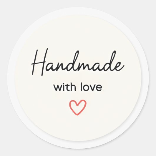 Minimal Handmade mit Liebe Aufkleber (Vorderseite)