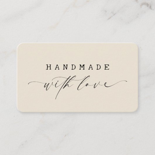 Minimal Handmade with Love Script Custom Logo  Visitenkarte (Vorderseite)