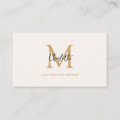 Minimal, Handschrift, beige Visitenkarte (Vorderseite)