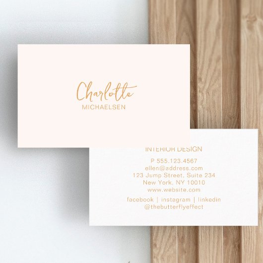 Minimal, Handschrift, Beige Visitenkarte