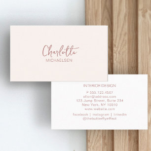Minimal, Handschrift, Beige Visitenkarte