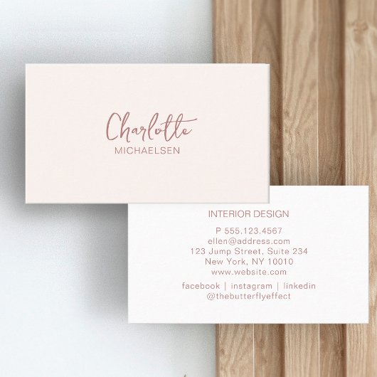 Minimal, Handschrift, Beige Visitenkarte