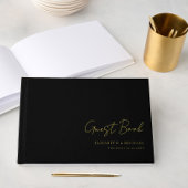 Minimal, Handschrift, Foil, Black, Wedding Gästebuch