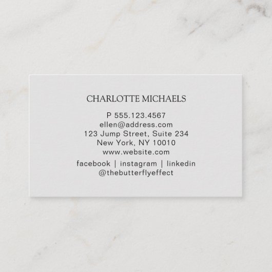 Minimal, Handschrift, Graue Visitenkarte (Rückseite)