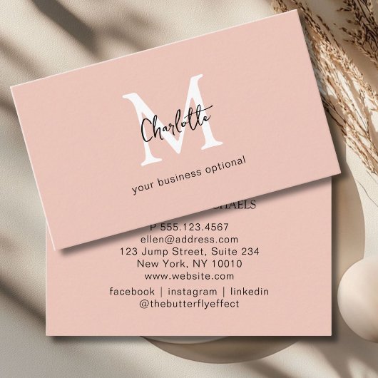 Minimal, Handschrift, hellbraune Visitenkarte