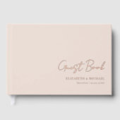 Minimal, Handschrift, Rose-Gold-Folie, Beige Gästebuch (Vorderseite)