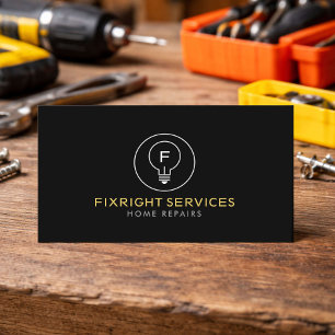 Minimal Handyman Services Logo Schwarz Visitenkarte