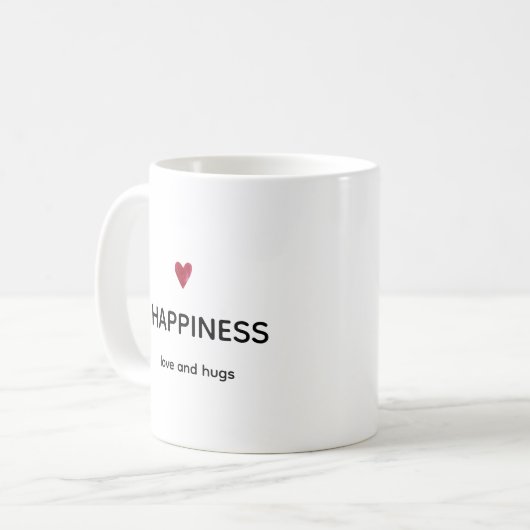 Minimal Happiness Coffee Mug Kaffeetasse (Vorderseite Links)