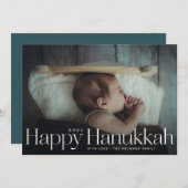 Minimal Happy Hanukkah Holiday Foto Feiertagskarte (Vorne/Hinten)