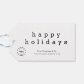 Minimal Happy Holidays Art Weihnachtslogo Geschenkanhänger (Rückseite Horizontal)