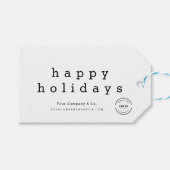 Minimal Happy Holidays Art Weihnachtslogo Geschenkanhänger (Vorderseite (Horizontal))