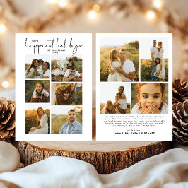 Minimal Happy Holidays Script Family 10 Photos Feiertagskarte